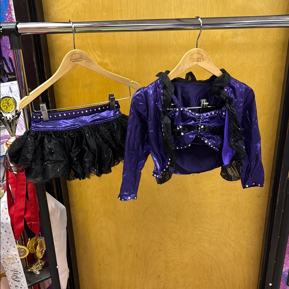 Custom Made Purple and Black Kids Costume Set- only wore few times